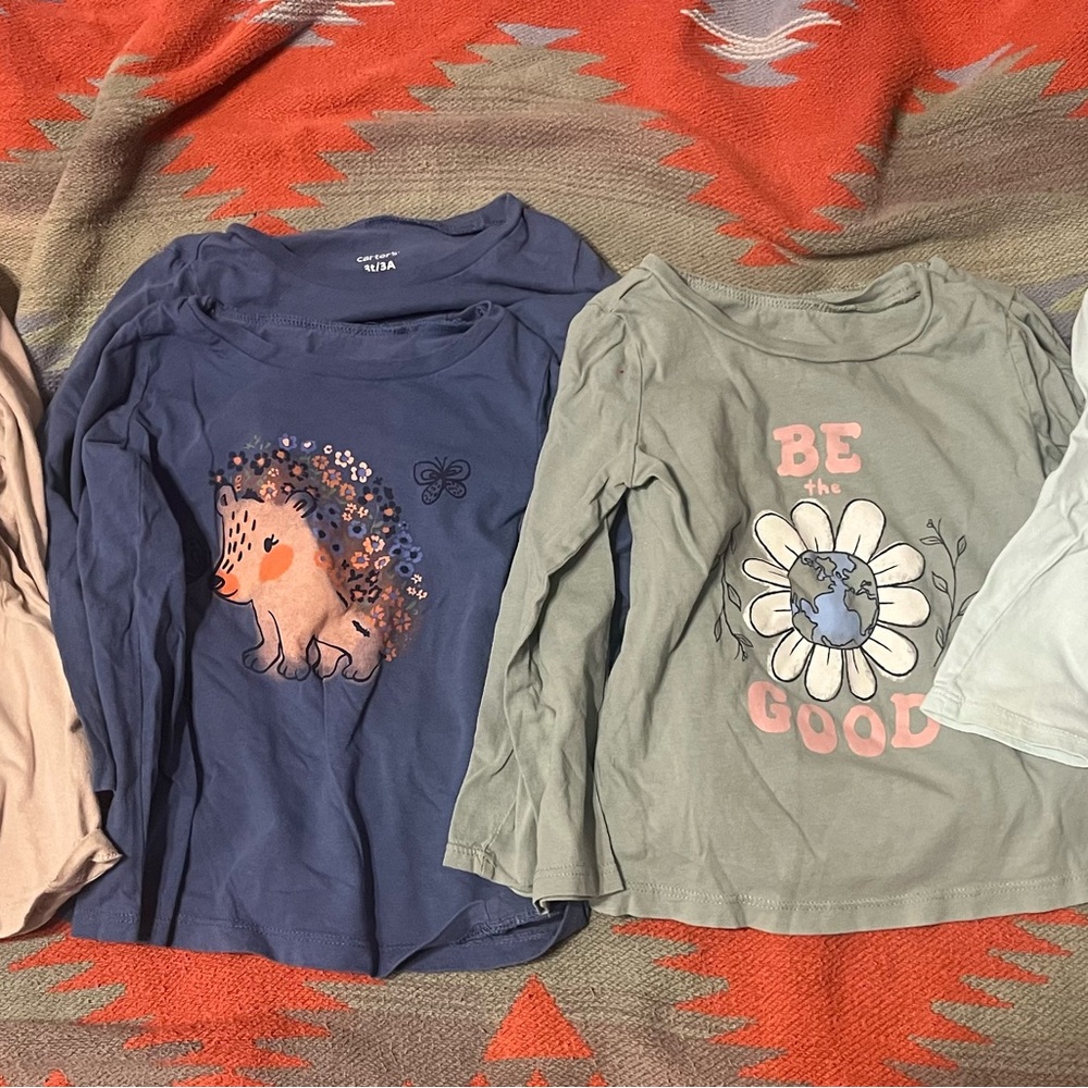 Kids Matching Set - Blue and Green Long Sleeve Tops